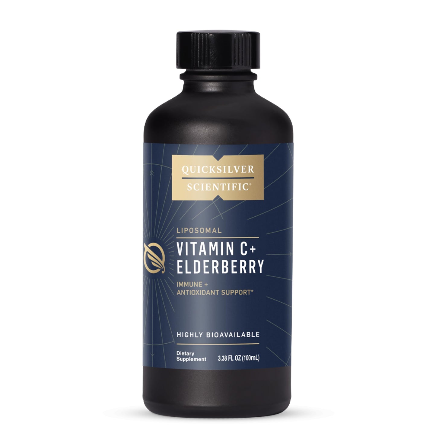 Quicksilver Scientific Liposomal Vitamin C + Elderberry - 1000mg with Superior Absorption Technology & Tocotrienols - Antioxidant & Immune Support Tonic (100ml), 1 Item Quicksilver ScientificUS supplements