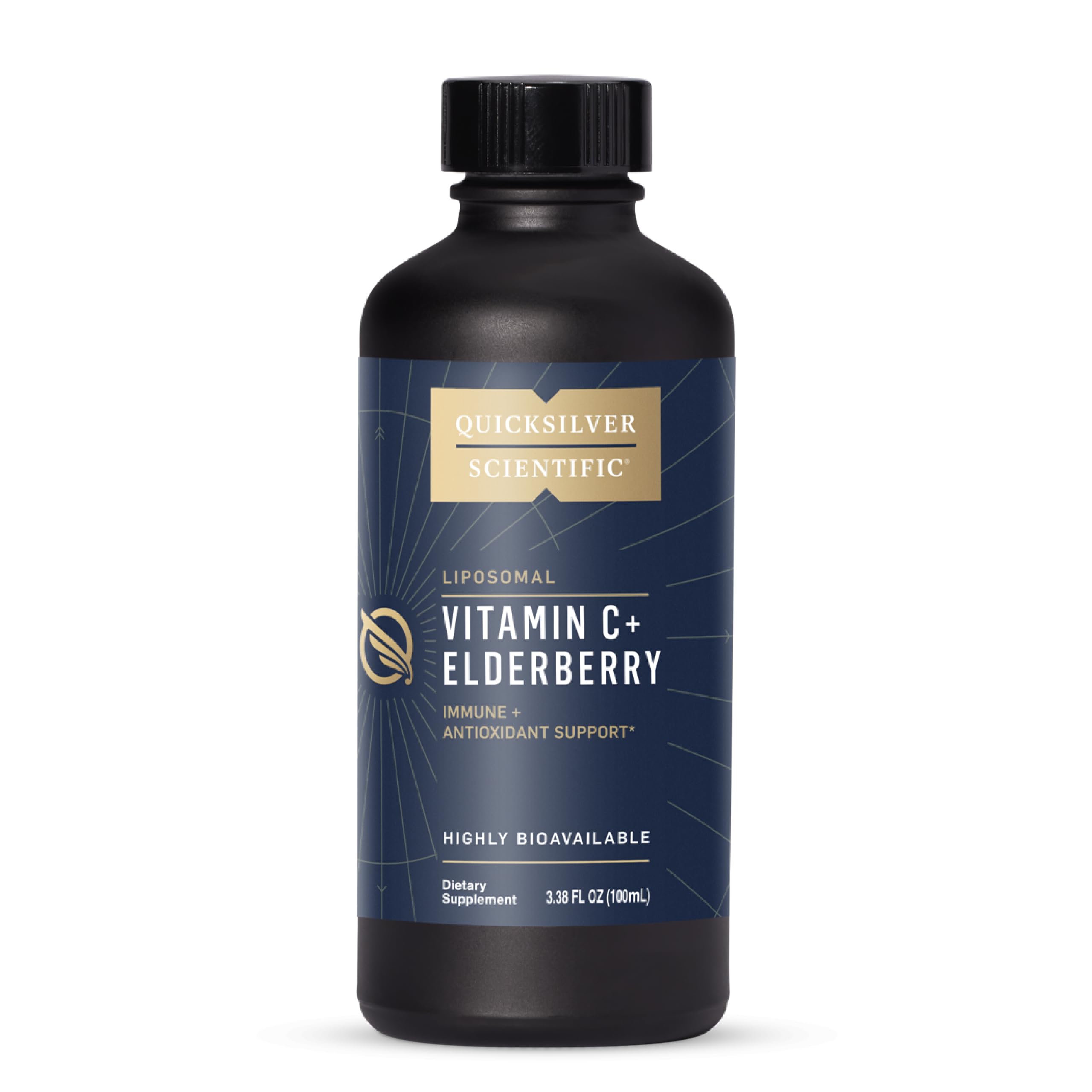 Quicksilver Scientific Liposomal Vitamin C + Elderberry - 1000mg with Superior Absorption Technology & Tocotrienols - Antioxidant & Immune Support Tonic (100ml), 1 Item Quicksilver ScientificUS supplements