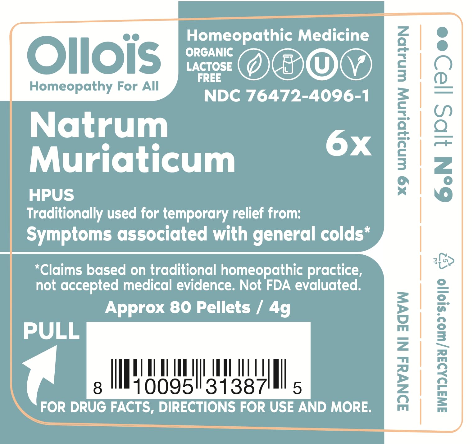 OLLOIS Natrum Muriaticum 6X, Cell Salt #9, Lactose-Free, Organic & Vegan, Kosher Certified OLLOÏSAu supplements