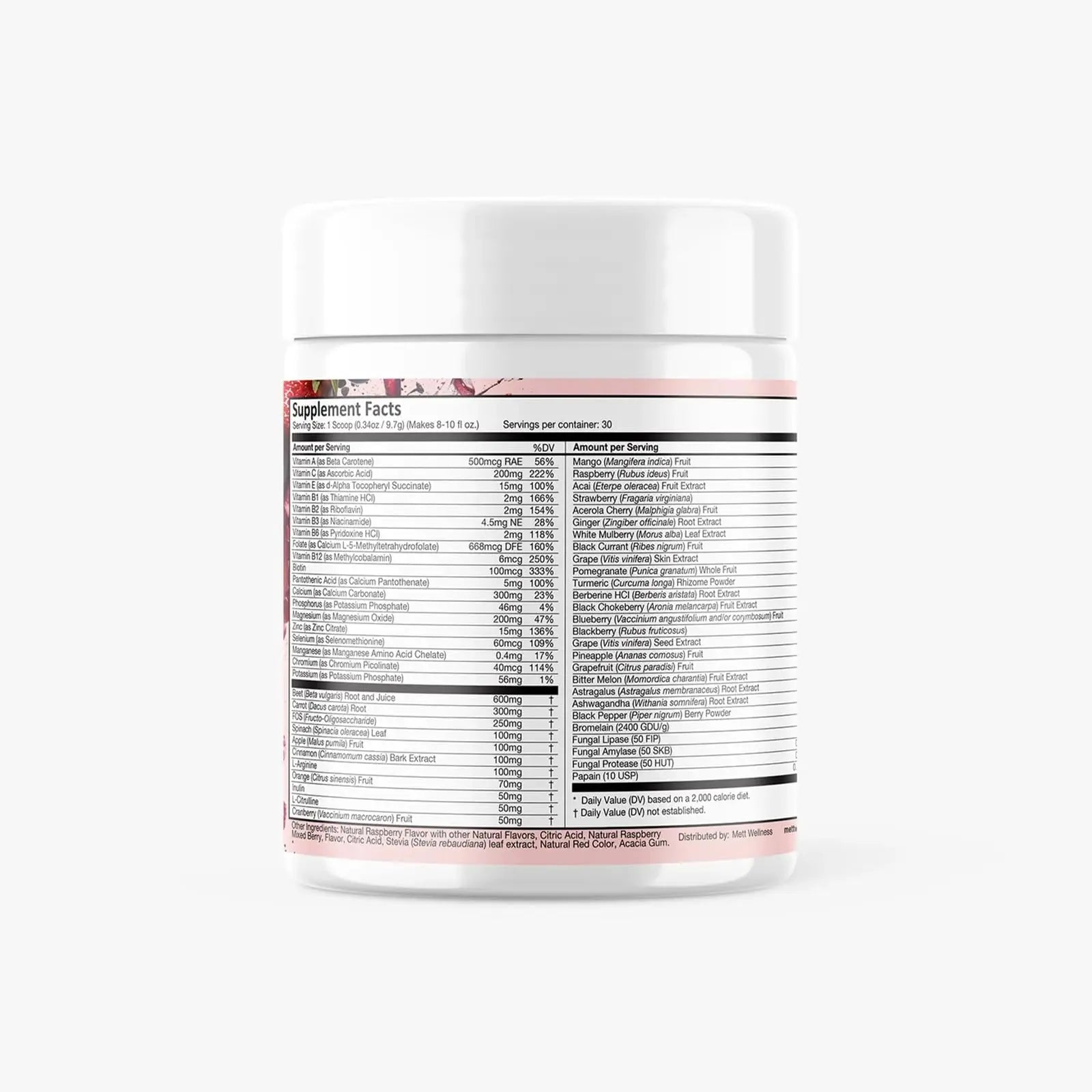 Mett Wellness Superfood REDS | 10.72 oz | With Vitamins A, C & E | Helps Maintain Nitric Oxide Levels | Supports Daily Wellness Mett Wellnessnz supplements