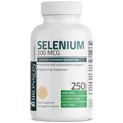 Bronson Selenium 200 mcg – Yeast Free Chelated Amino Acid Complex - Essential Trace Mineral with Superior Absorption BronsonUS supplements
