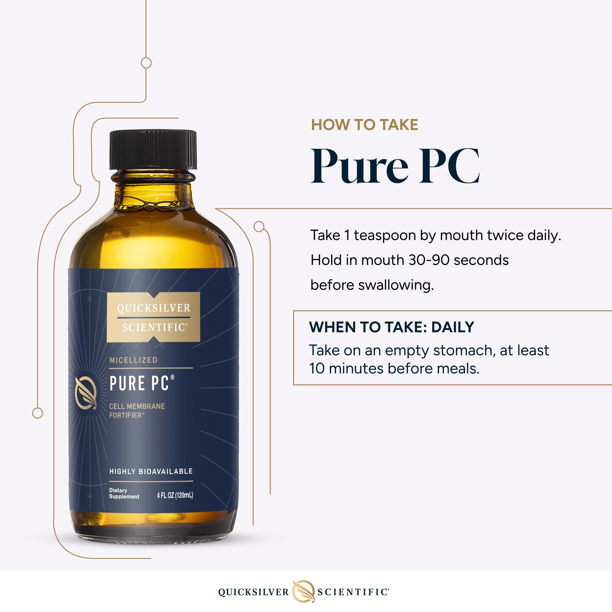Quicksilver Scientific Micellized Pure PC - Phosphatidylcholine Liquid Supplement to Support Cellular & Liver Health - Superior Liposomal Absorption - Non-GMO Supportive Brain Supplement (4oz /120ml) Quicksilver ScientificUS supplements