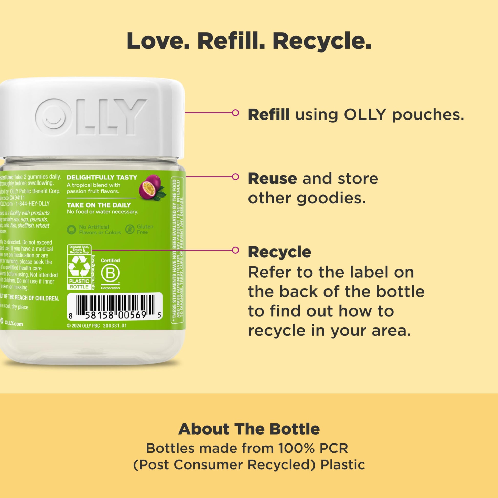 OLLY Daily Energy Gummy, Caffeine Free, Vitamin B12, CoQ10, Goji Berry, Adult Chewable Supplement, Tropical Flavor - 60 Count OLLYAu supplements