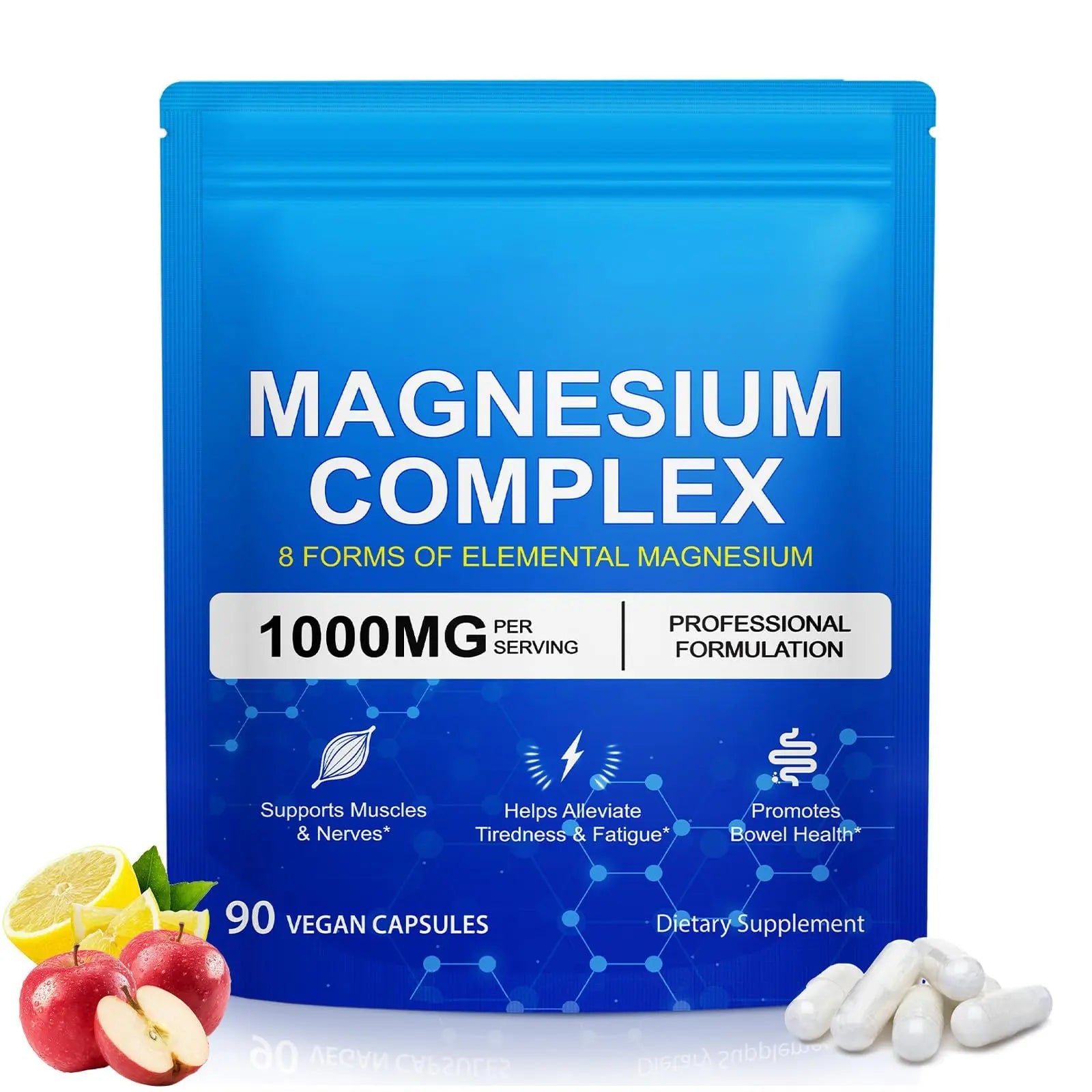 8-in-1 Magnesium Complex 90 Capsules, 1000mg with Magnesium Glycinate, Citrate, Malate, Taurate, Easy Absorption for Health, Energy, Non-GMO, Vegan ITSDAWNAu supplements