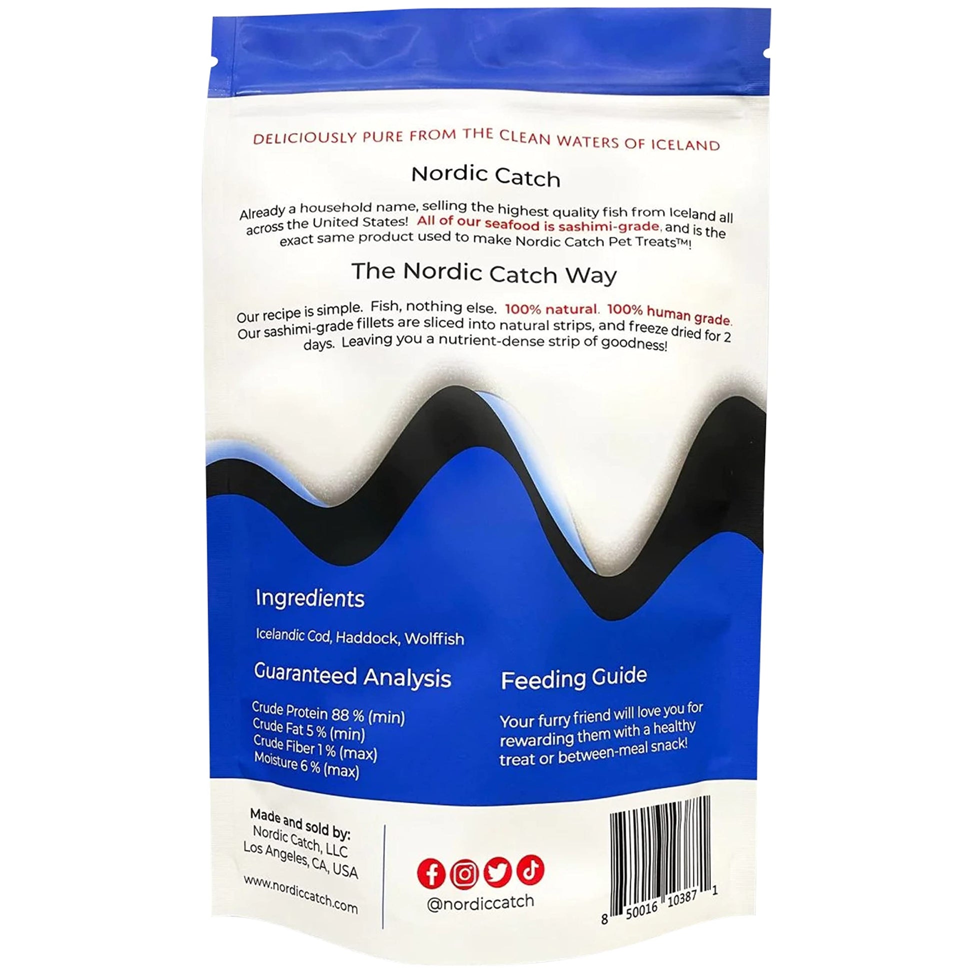 Nordic Catch Freeze Dried Fish Pet Treats from Iceland - Pure, All Natural Seafood Snacks for Dogs, Cats and Other Pets - Human Safe Ingredients, Made from Sashimi Grade Seafood - White Fish Nordic CatchAu supplements