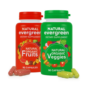 Fruit and Veggies Supplement – 100% Natural Super Greens Blend with Fruits & Vegetables | Veggie Capsules for Adults & Kids | Daily Nutrient Support Packed with Natural Vitamins & Minerals Natural EvergreenAu supplements