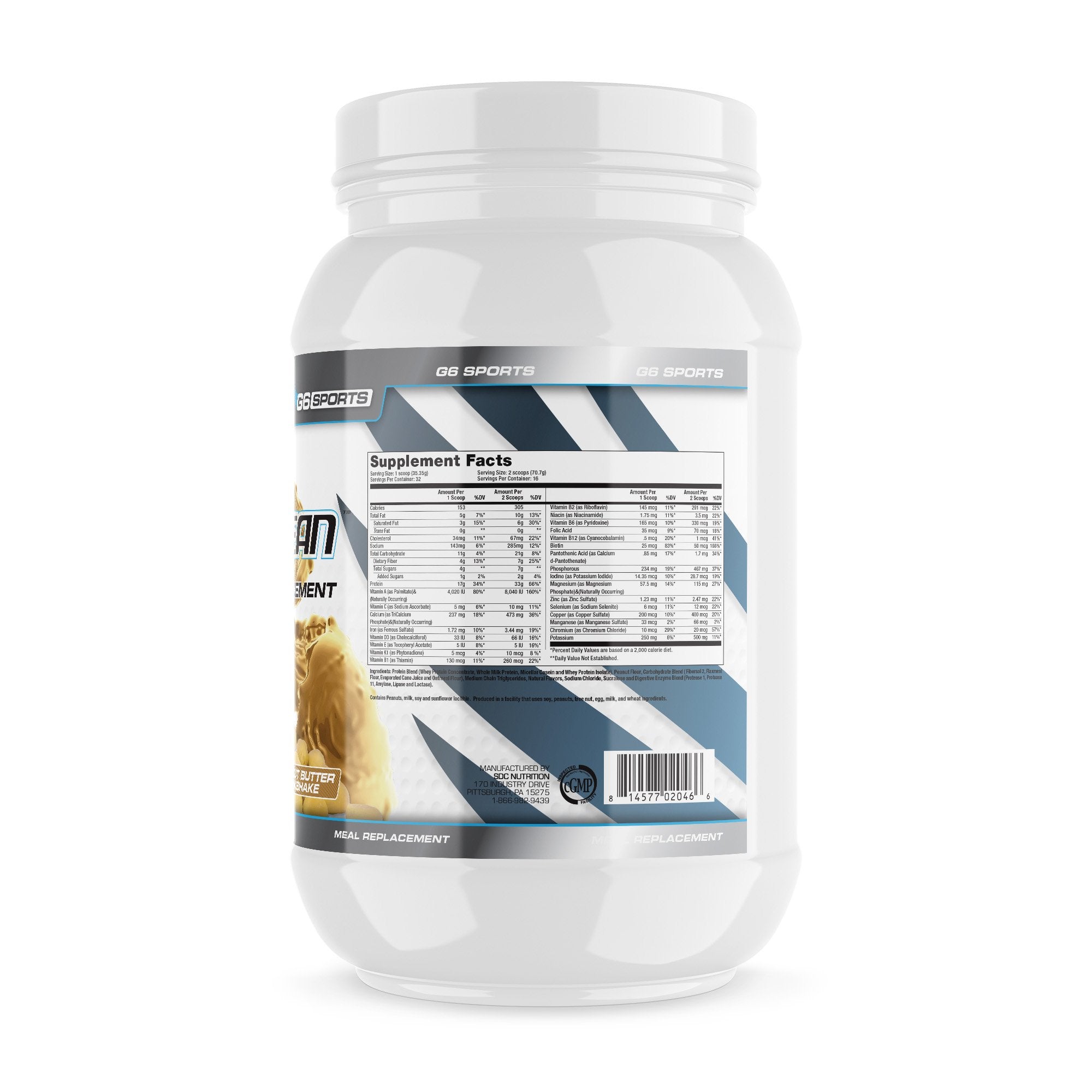 G6 Sports Nutrition Super-Lean Deluxe Meal Replacement (32g Protein, 7g Fiber, 25 Added G6 SportsUS supplements