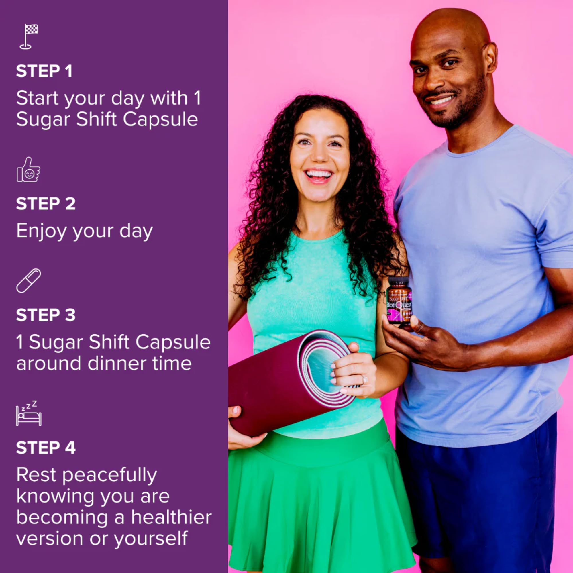 BiotiQuest Sugar Shift Probiotic | Helps Decrease Sugar & Carb Cravings and Supports Digestive Balance | 22 Billion CFU | Non-GMO, Gluten-Free, & Vegan | 60 Servings BiotiQuestAu supplements