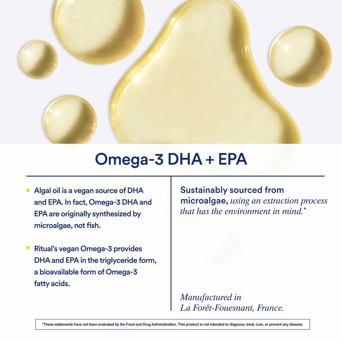 Ritual Omega 3 - Vegan - Science-Backed Dose of DHA & EPA Fatty Acids in 2:1 Ratio, Bioavailable, Brain and Heart Health Support, Minimal Burp-Back, Sustainably Sourced Microalgae, 30 Day Supply RitualUS supplements