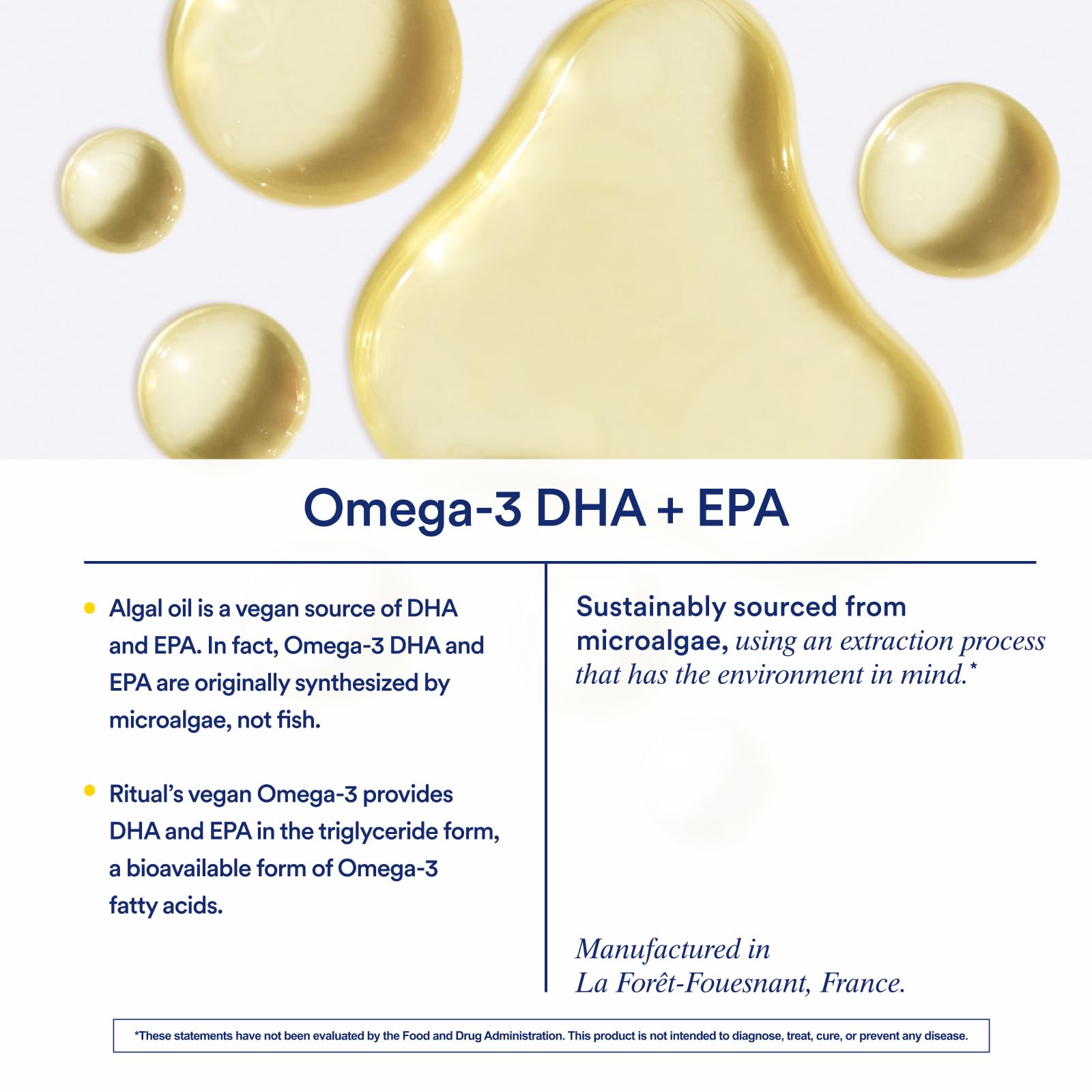 Ritual Omega 3 - Vegan - Science-Backed Dose of DHA & EPA Fatty Acids in 2:1 Ratio, Bioavailable, Brain and Heart Health Support, Minimal Burp-Back, Sustainably Sourced Microalgae, 30 Day Supply RitualUS supplements