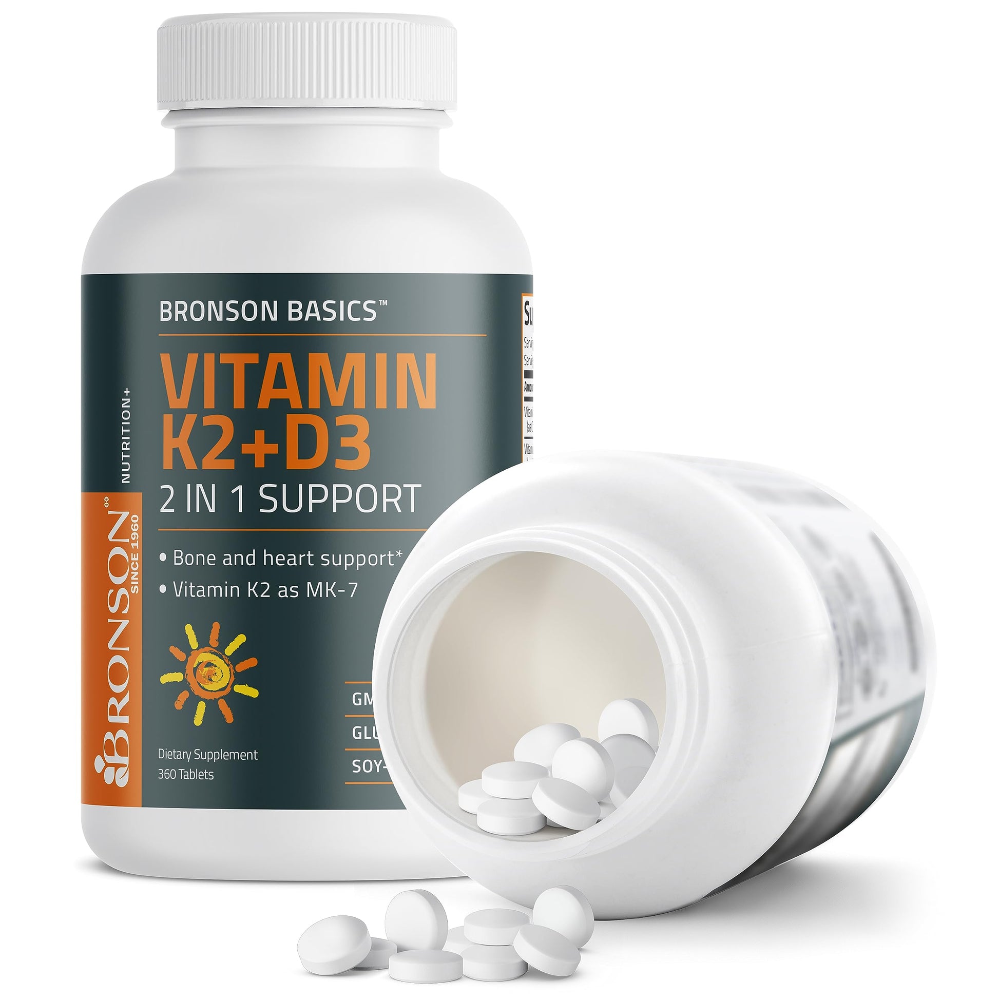 Bronson Basics Vitamin K2 D3 (MK7) Supplement Non-GMO Formula 5000IU (125 mcg) BronsonUS supplements