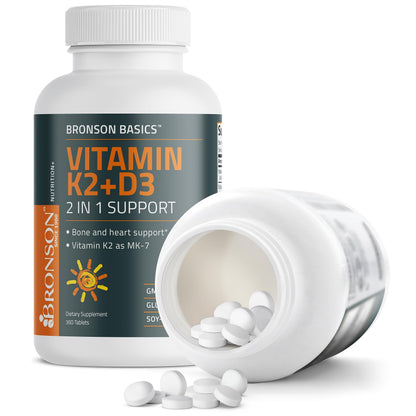 Bronson Basics Vitamin K2 D3 (MK7) Supplement Non-GMO Formula 5000IU (125 mcg) BronsonUS supplements