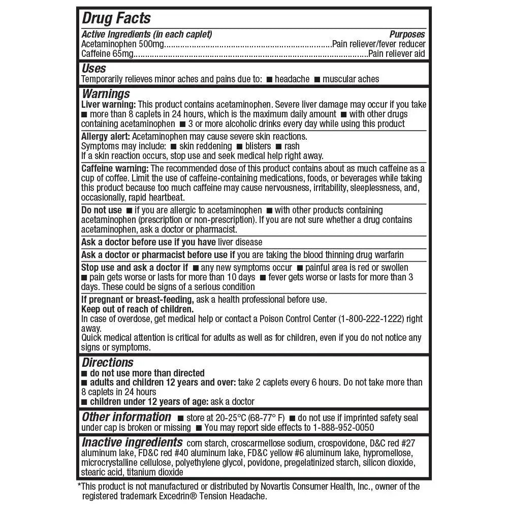HealthA2Z® Tension Headache Relief | Acetaminophen 500mg | Caffeine 65mg | Pain Reliever Aid | Aspirin Free (200 caplets (Pack of 1)) HealthA2ZAu supplements