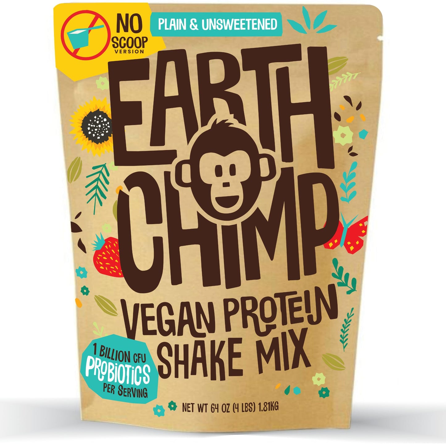 EarthChimp Organic Vegan Protein Powder - with Probiotics - Non GMO, Dairy Free EarthChimpUS supplements