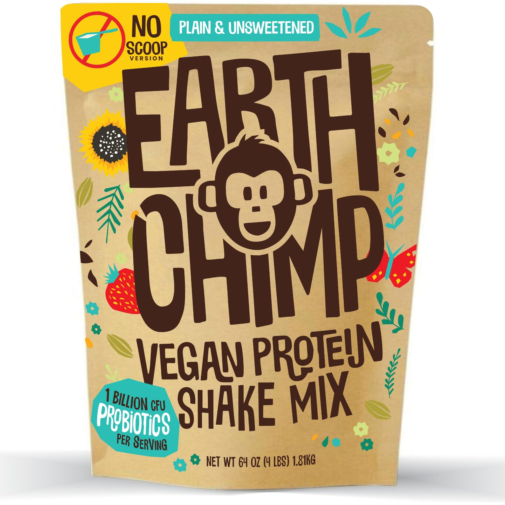 EarthChimp Organic Vegan Protein Powder - with Probiotics - Non GMO, Dairy Free EarthChimpUS supplements