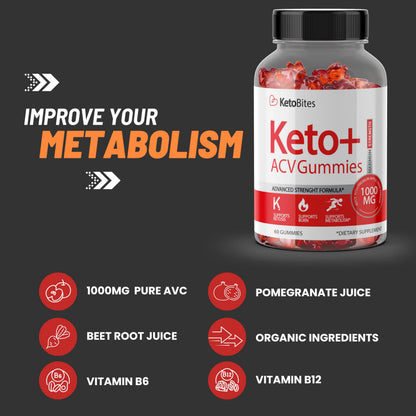 Sunrise Life Keto Bites ACV Gummies | 1000mg | Apple Cider Vinegar Gummies Sunrise LifeUS supplements