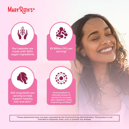MaryRuth Organics Probiotic Beauty Capsules | Vegan Collagen Support | Anti Aging | Gut Health | Hair Skin and Nails Vitamins | Skin Care MARYRUTH'SUS supplements