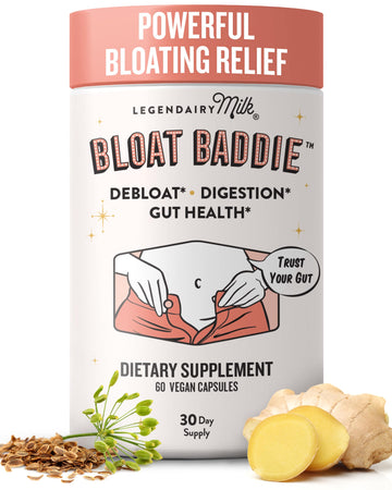 Legendairy Milk Digestive Enzymes for Women, Probiotics for Digestive Health, Gut Health Supplements, Bloating Relief for Women, Debloat Gas Relief w/Ginger & Fennel Bloat Baddie 60 Capsules Legendairy MilkAu supplements