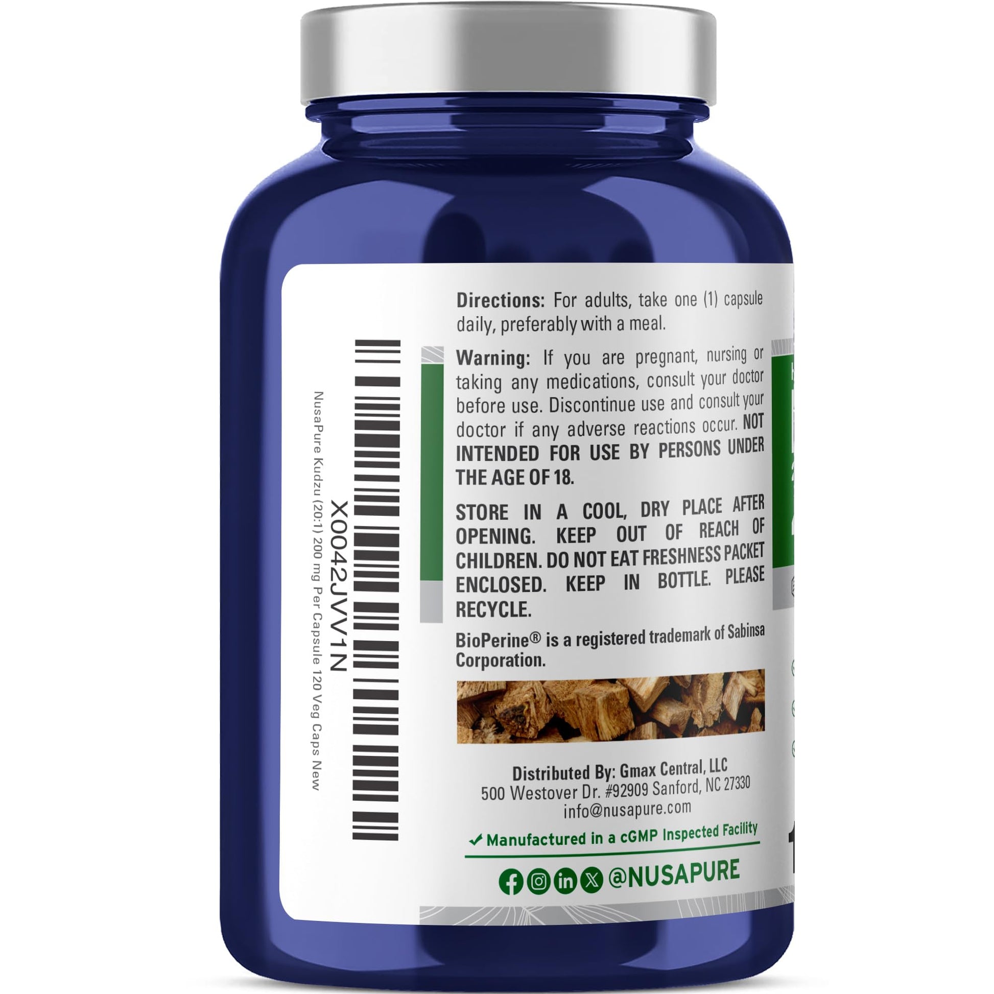 NusaPure Kudzu Root 20:1 Extract, 200 mg Equivalent to 4,000mg - 120 Veggie Capsules (Non-GMO, Vegan, Bioperine) NusaPureAu supplements