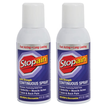Stopain Pain Relief Spray 4oz (2 Pack) USA Made, Max Strength Fast Acting with MSM, Glucosamine, Menthol for Arthritis, Lower Back, Neck, HSA FSA Approved Topical Analgesic Products StopainAu supplements