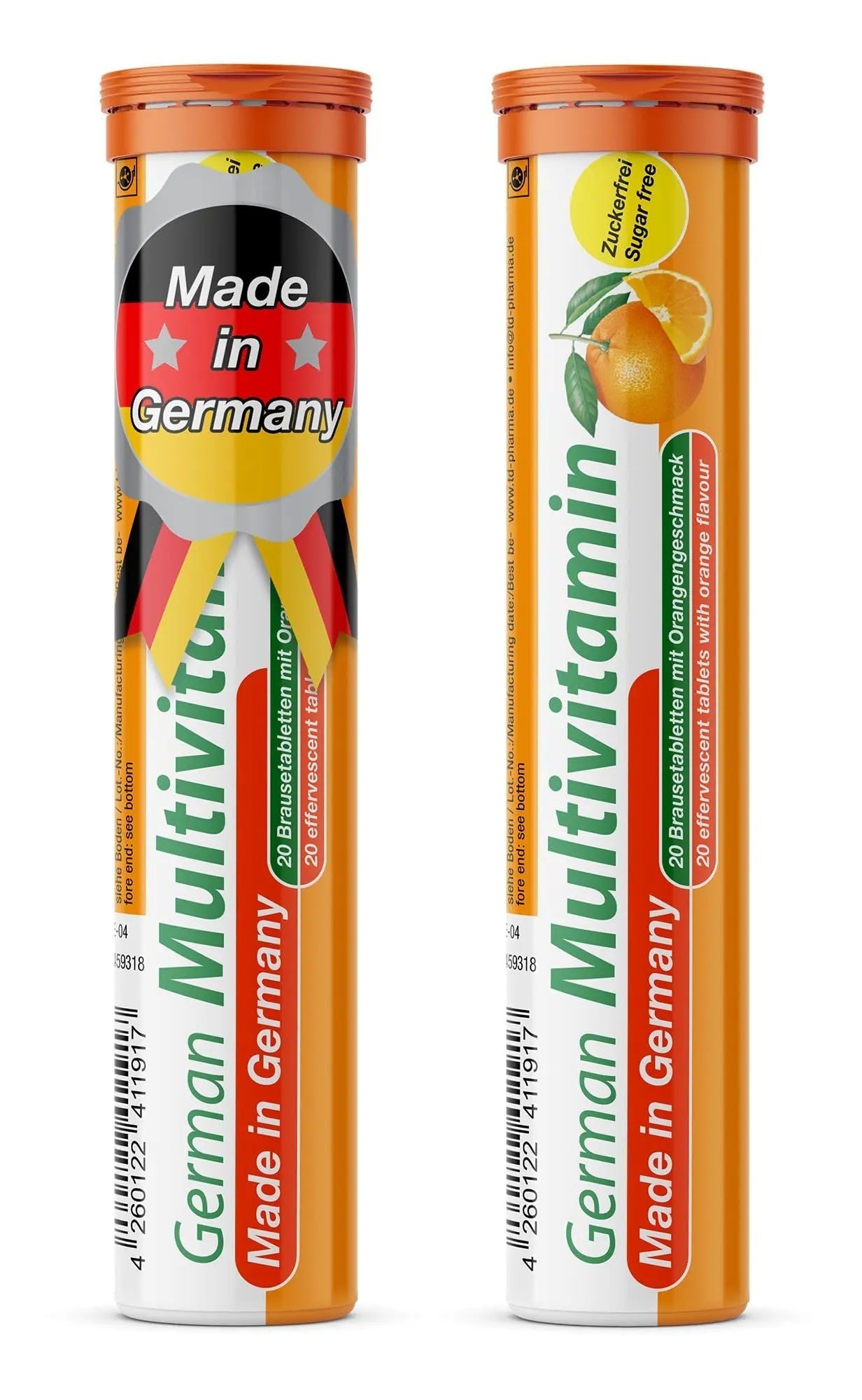T&D German Multvitamin 10 Vitamins - 40 Vegan Drink Effervescent Tablets - Orange Flavor T&DAu supplements