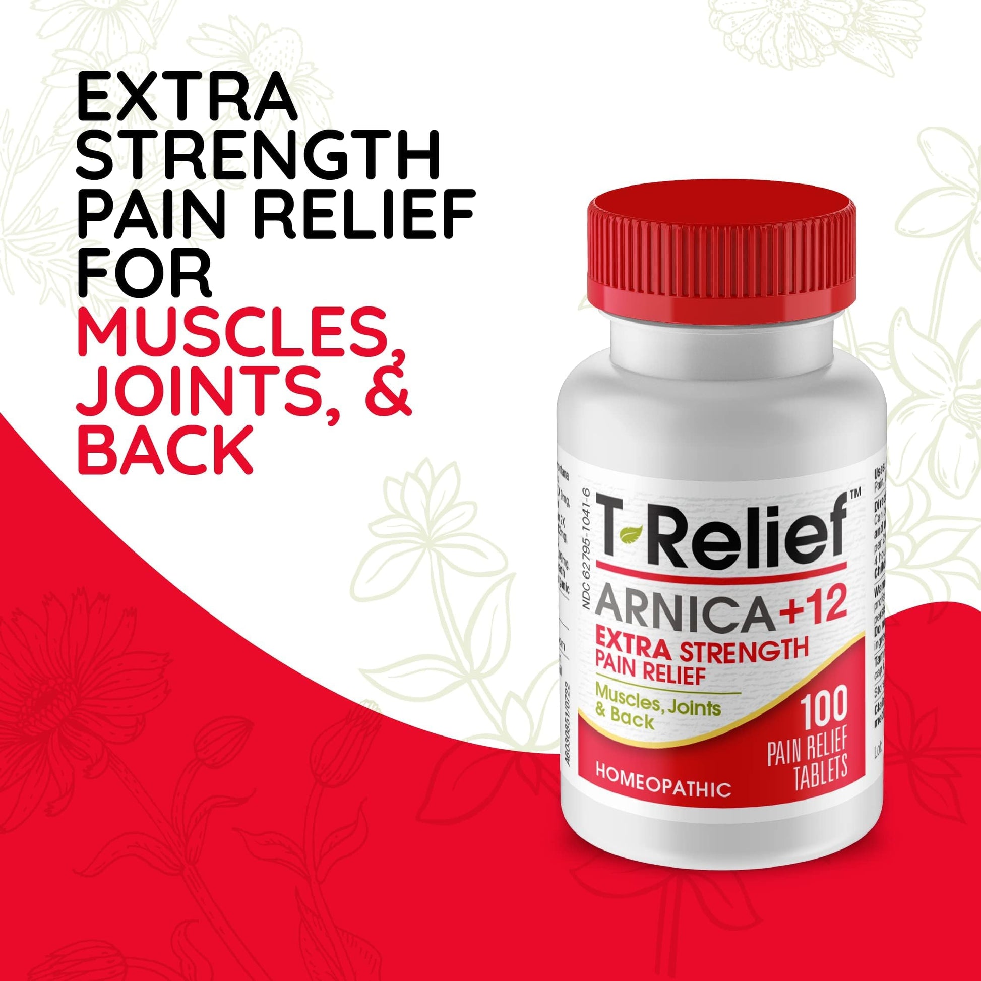 MediNatura T-Relief Extra Strength Pain Relief Arnica +12 Natural Relieving Actives for Back Pain Joint Soreness Muscle Aches & Stiffness, Whole Body Fast-Acting Relief for Women & Men - 100 Tablets MediNaturaAu supplements