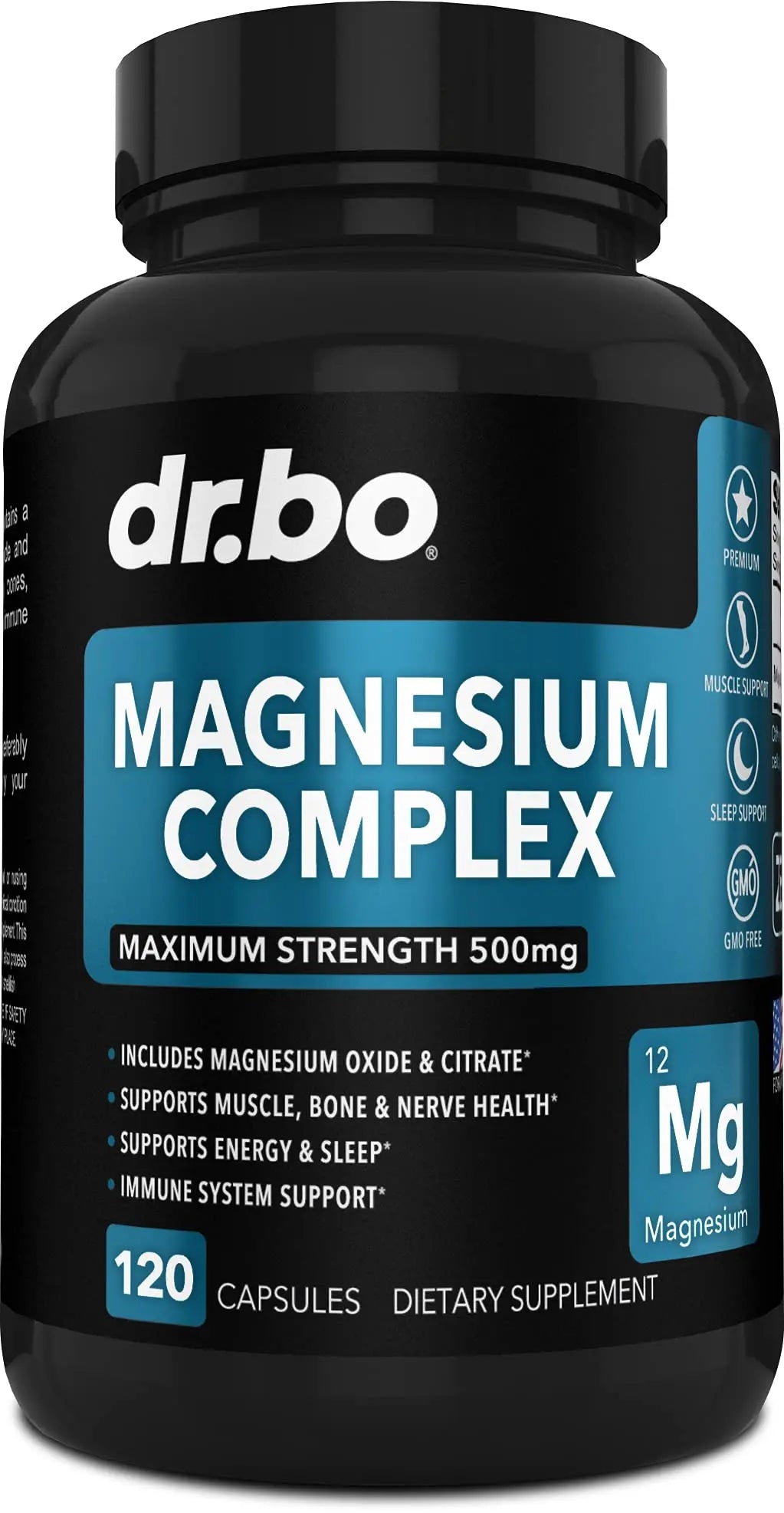 Magnesium Complex Supplement Capsules 500mg - Support Energy, Relaxation, Leg Cramps & Legs - Help Aid Muscle Support Supplements - High Absorption Premium Mag Citrate Oxide - 120 Capsules DR. BOAu supplements