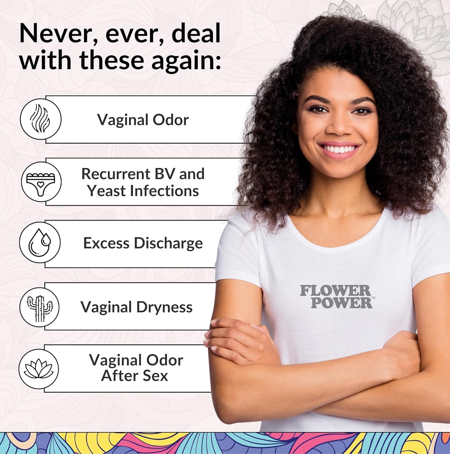 Flower Power Vegan Boric Acid Suppositories - 30 Capsules - 600mg for Vaginal Odor and pH Balance - Made in USA Flower PowerUS supplements