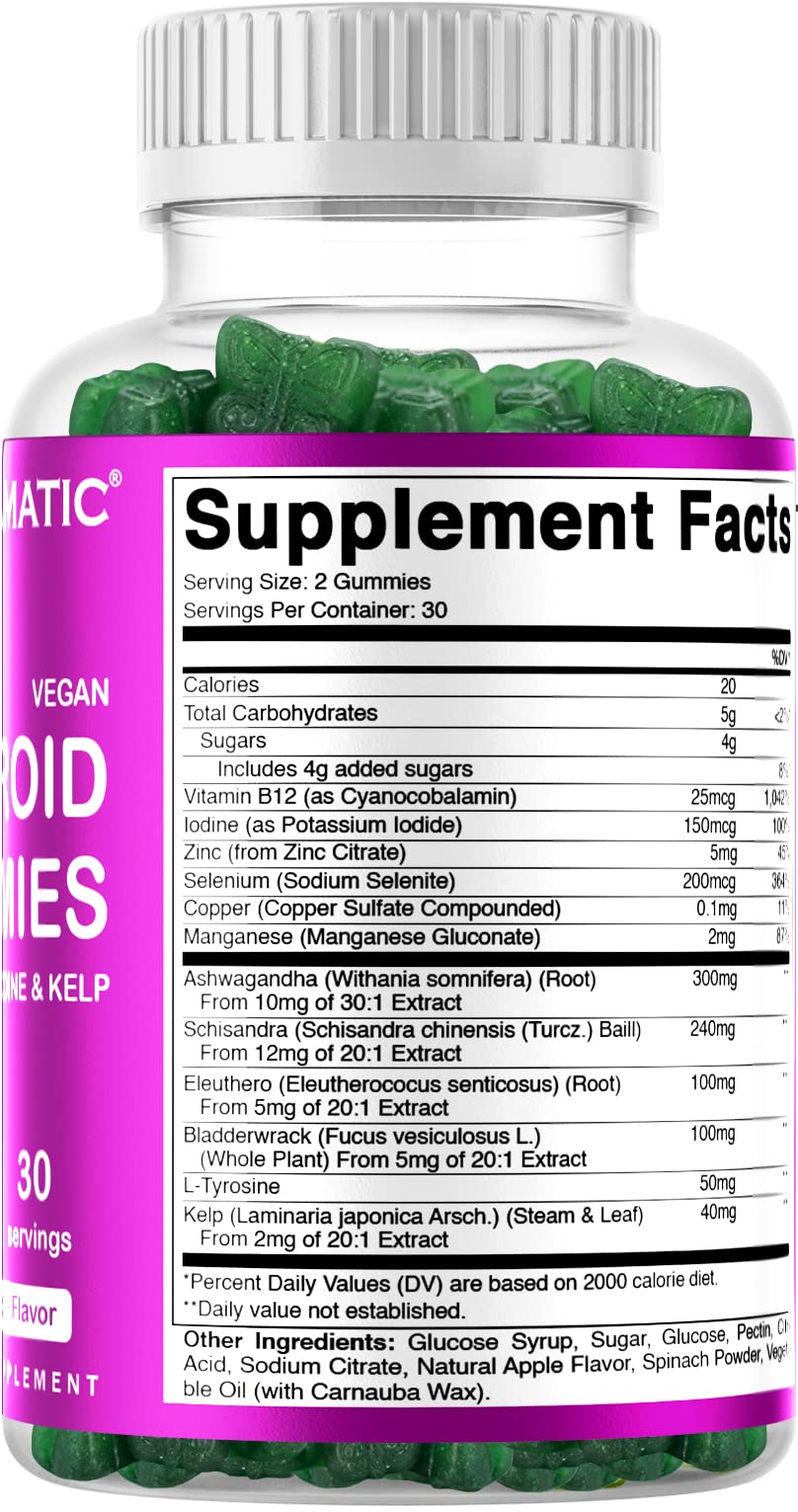 Vitamatic Vegan Thyroid Support Gummies with Iodine & Kelp - 60 Count - Improve Your VitamaticAu supplements