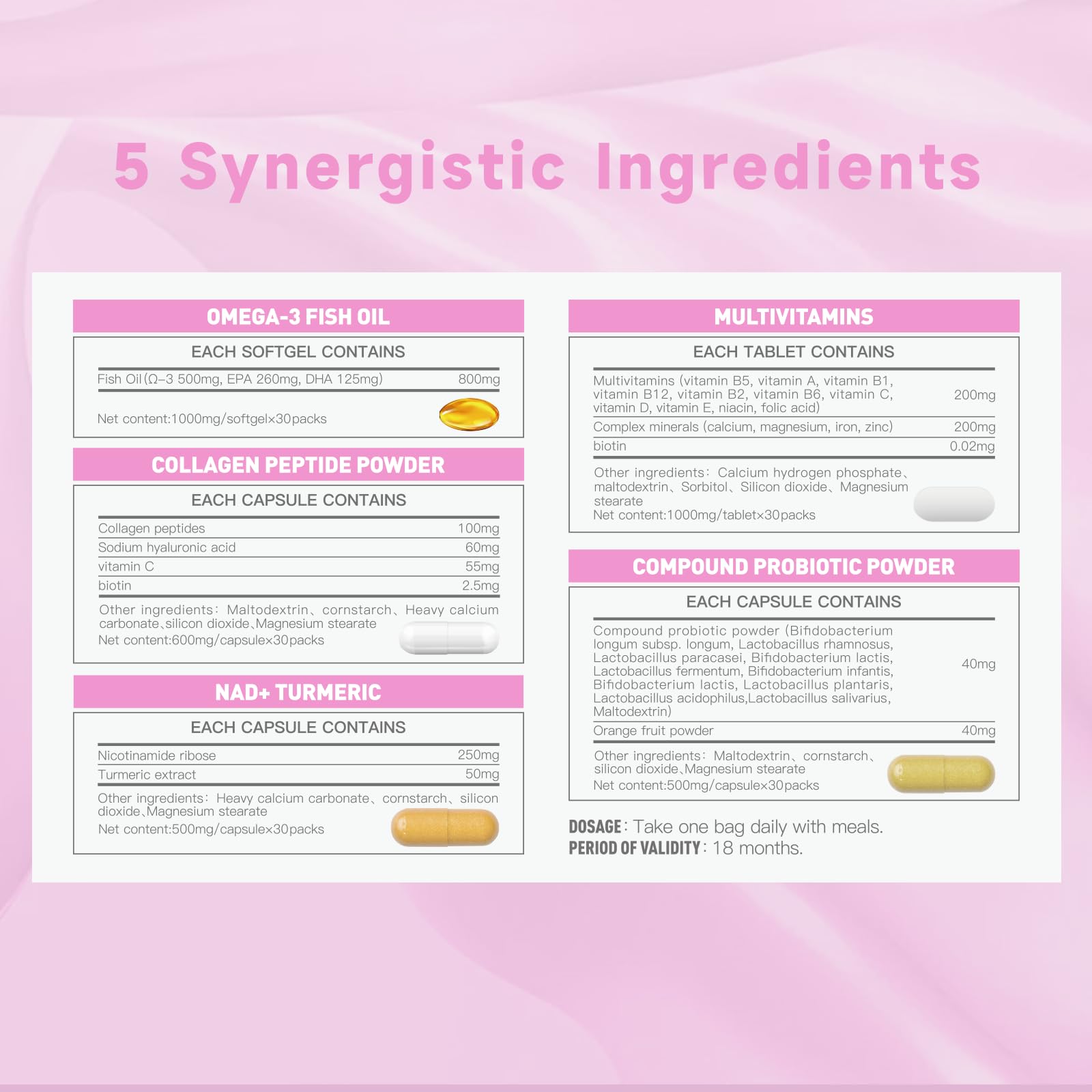 Natener 6 in 1 Women Vaginal Probiotics, 80B CFU Lactobacillus + 800mg Omega-3 + 250mg NAD+ + 179.5mg Vitamin C Promote Healthy Vaginal Odor & Vaginal Flora LLVYUOAu supplements