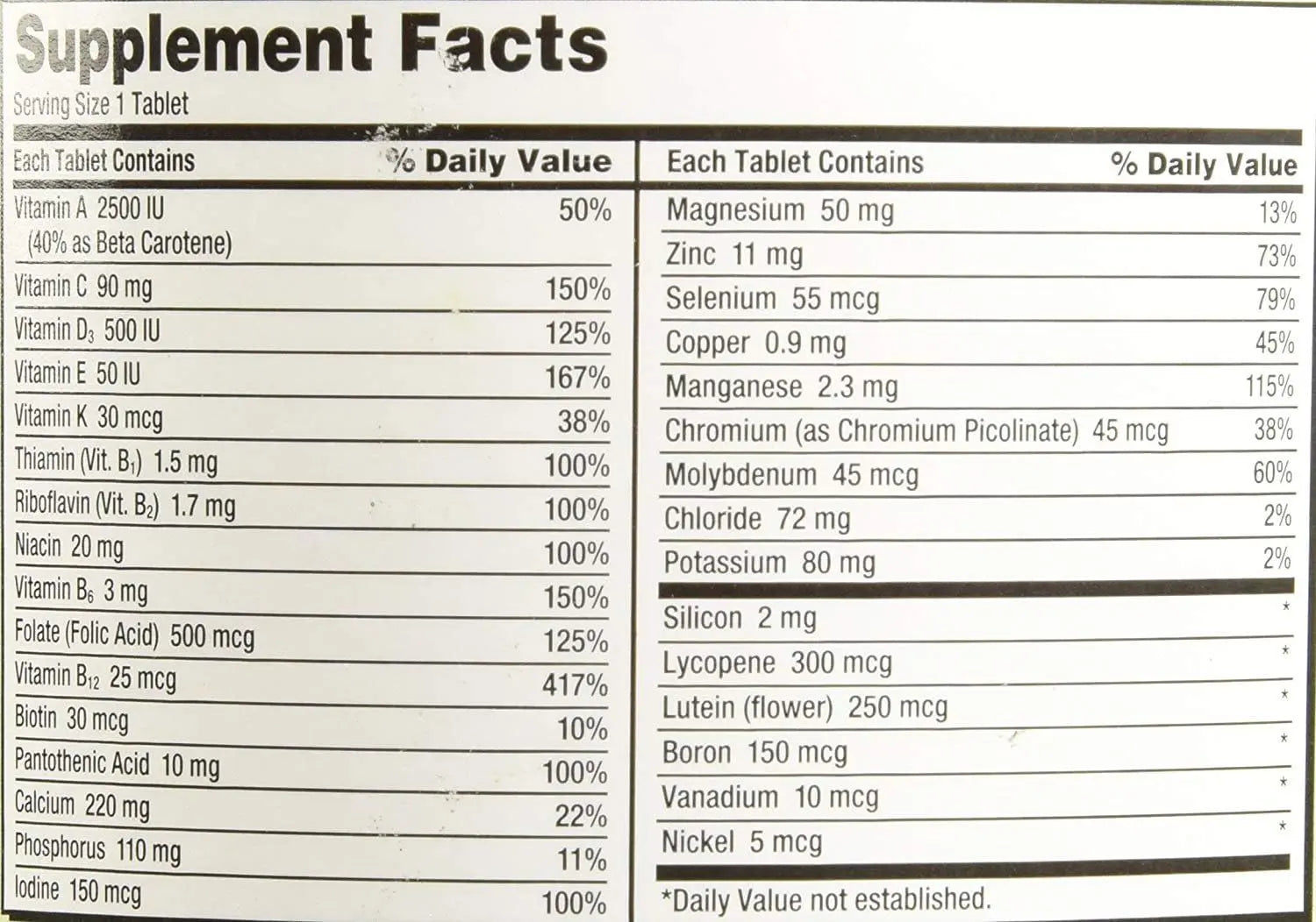Kirkland Signature Adult 50+ Multi Vitamins & Minerals, 400 Tablets (2 Pack) KIRKLANDAu supplements