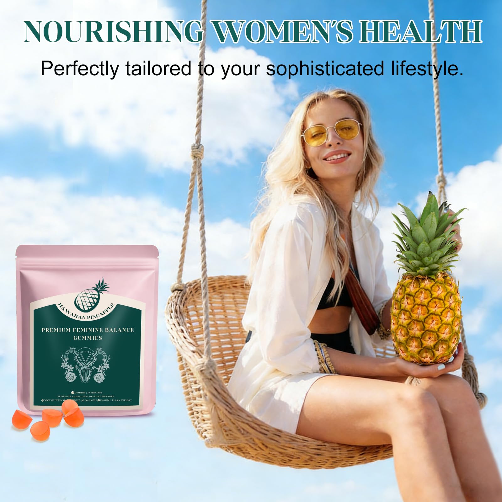 KLKIT Premium Feminine Balance Gummies, Pineapple Vaginal Probiotics for Women, pH Balance Feminine Gummies for Immune Support, Vegan & Gluten Free, 60 Count (30 Servings) KLKITAu supplements