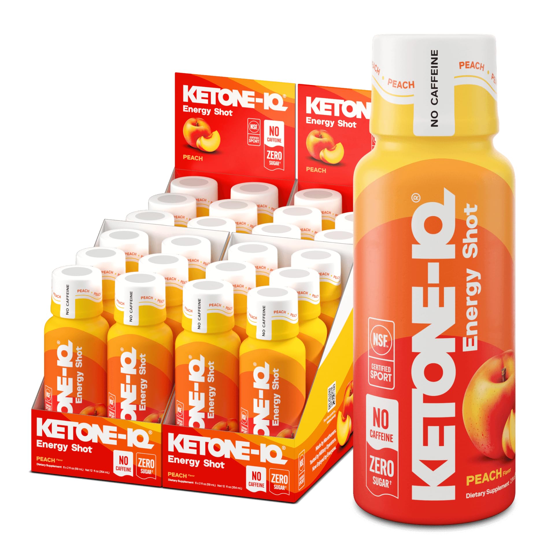 Ketone-IQ No Caffeine Performance Energy Shots – Ketone Fuel for Focus & Endurance, Metabolism Support, 10g Ketones, 24 Pack (Peach) Ketone-IQAu supplements