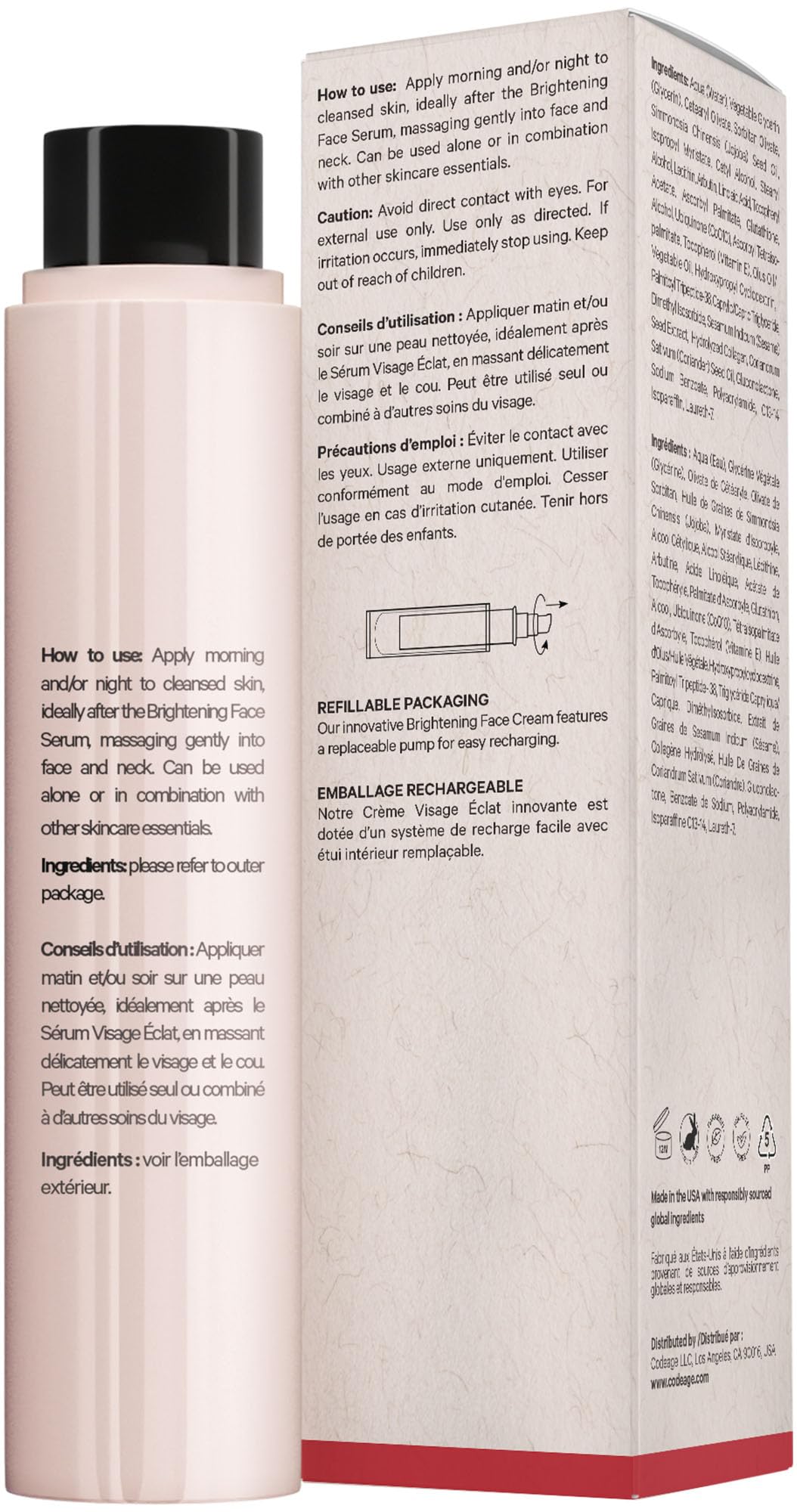 Codeage Maison Rouge Brightening Face Cream Refill Glutathione Cream, Collagen Peptides, Vitamin E, CoQ10 – Radiance & Antioxidant Complex – Paraben and Sulfates Free – Skin Care - 1.7 fl oz CodeageAu supplements