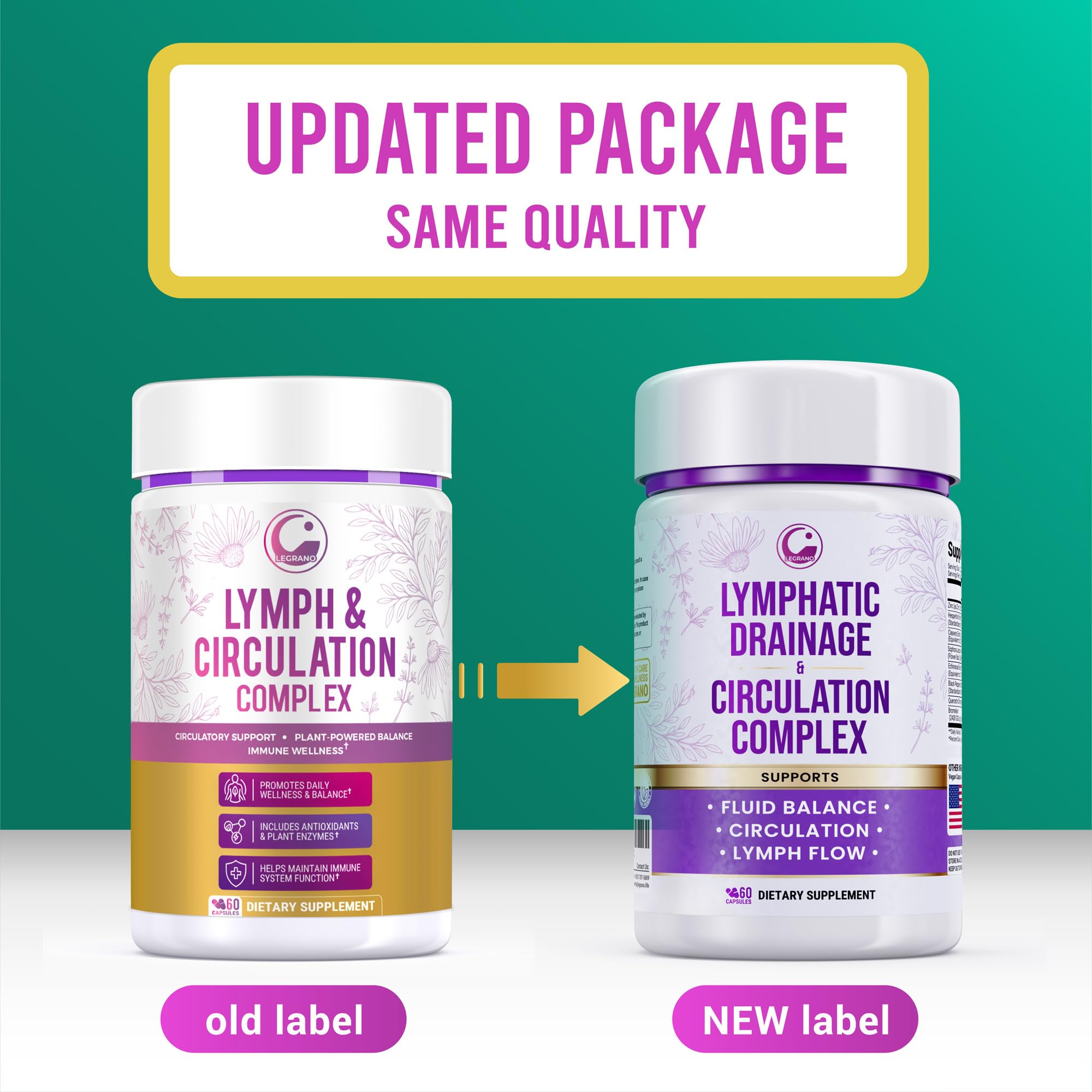 Advanced Lymphatic Drainage Supplements – Lymphatic Cleanse & Lymph System Support with Hesperidin, Rutin, Quercetin with Bromelain – Herbal Lymphatic Support Formula – 60 Capsules LEGRANOAu supplements