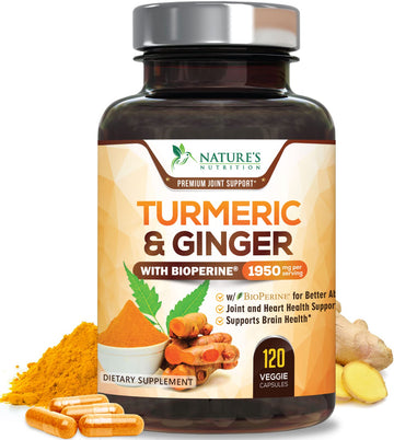 Turmeric Curcumin with BioPerine & Ginger 95% Standardized Curcuminoids Nature's NutritionUS supplements