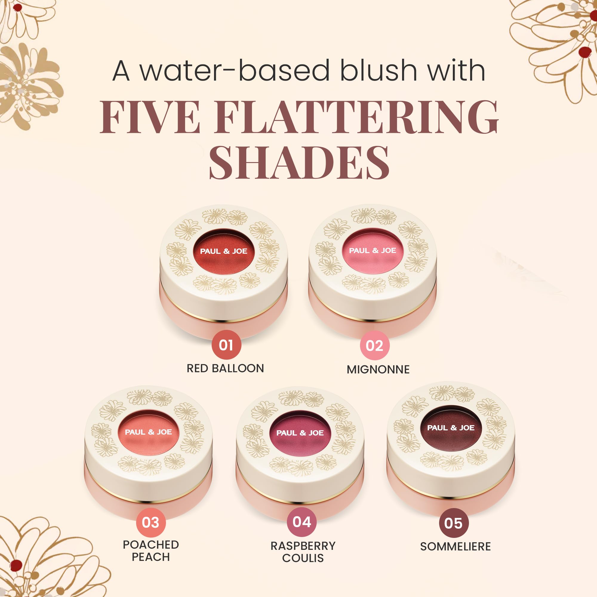 Paul & Joe Gel Blush, Bright and Buildable Blush Makeup, Water-Based Gel Makeup Blush with Hydrating Oils for Dewy, Radiant Finish, Garnet and Wine Red Cheek Tint, 05 Sommeliere, 0.71 oz Paul & JoeAu supplements