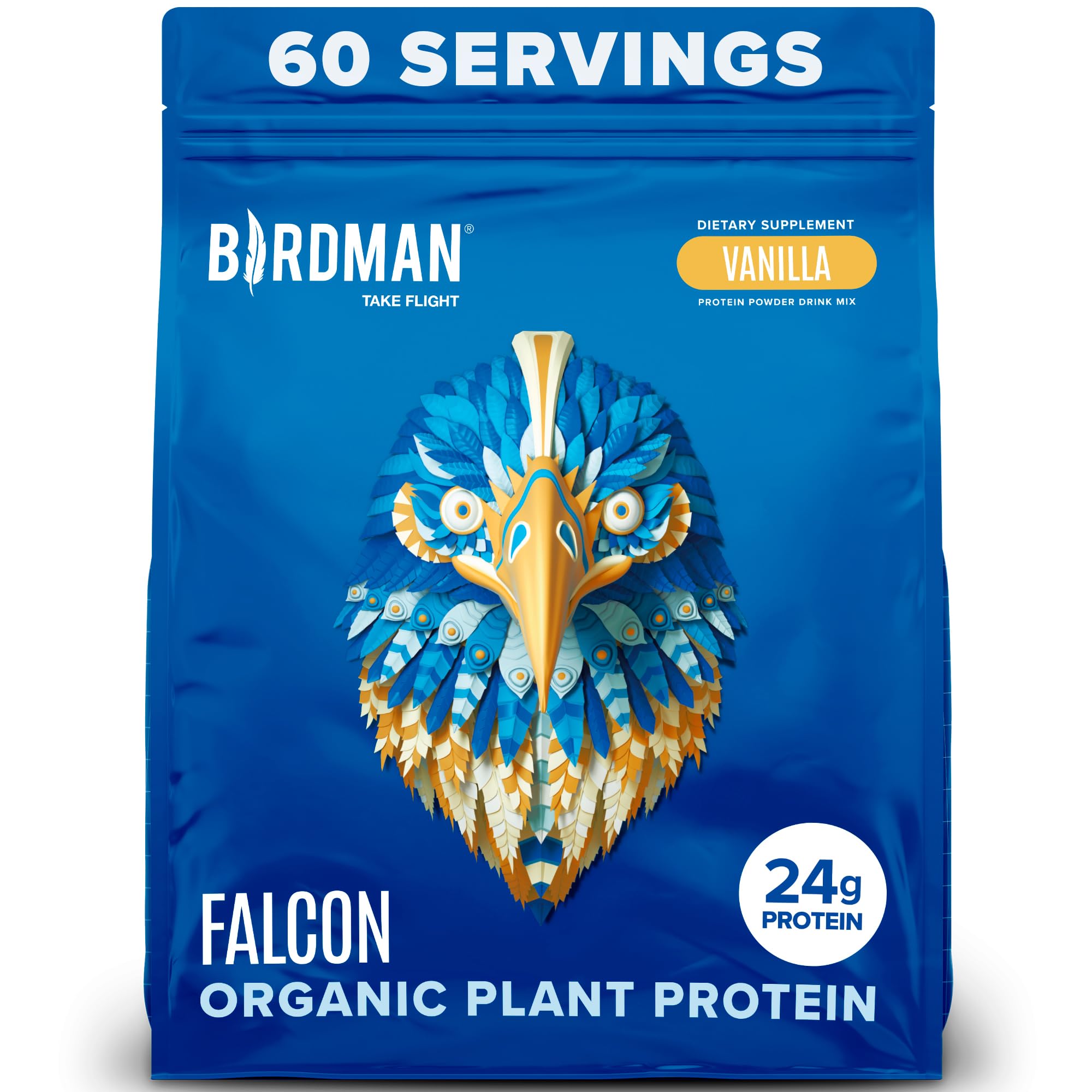 BIRDMAN Falcon Vegan Protein Powder Organic, Stevia & Sugar Free, Plant Based Protein BIRDMANUS supplements