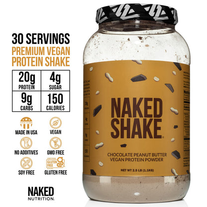 Naked Shake - Chocolate Peanut Butter Protein Powder - Vegan Protein Powder from US NAKEDUS supplements