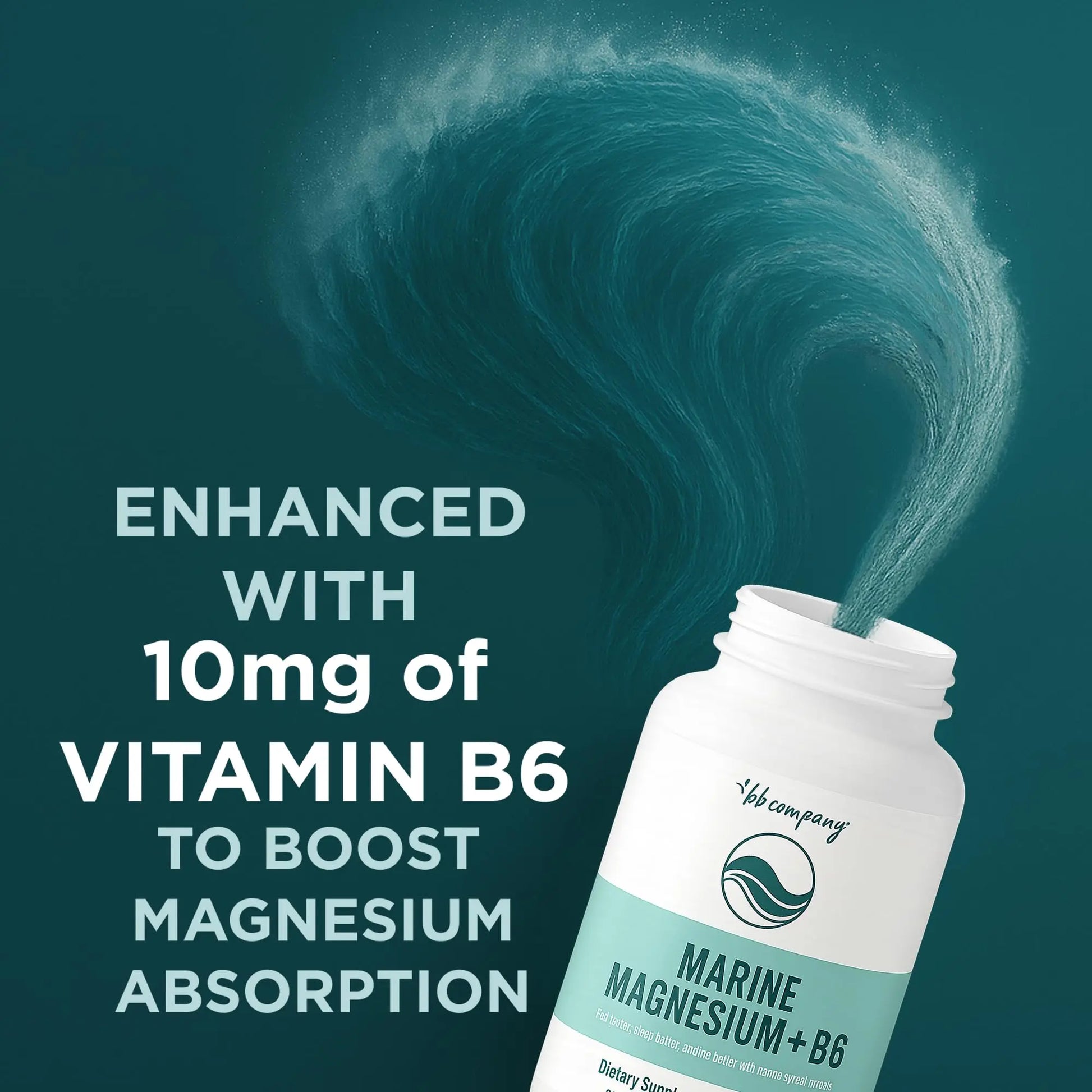 Ocean Magnesium 200mg Aquamin | More Soluble Than Magnesium Glycinate | Whole Food Mag B6 Supplement for Women | Gentle on Stomach & Vegan | Sleep Support, Calms Nerves & Leg Cramps | 60 Ct BB Companynz supplements