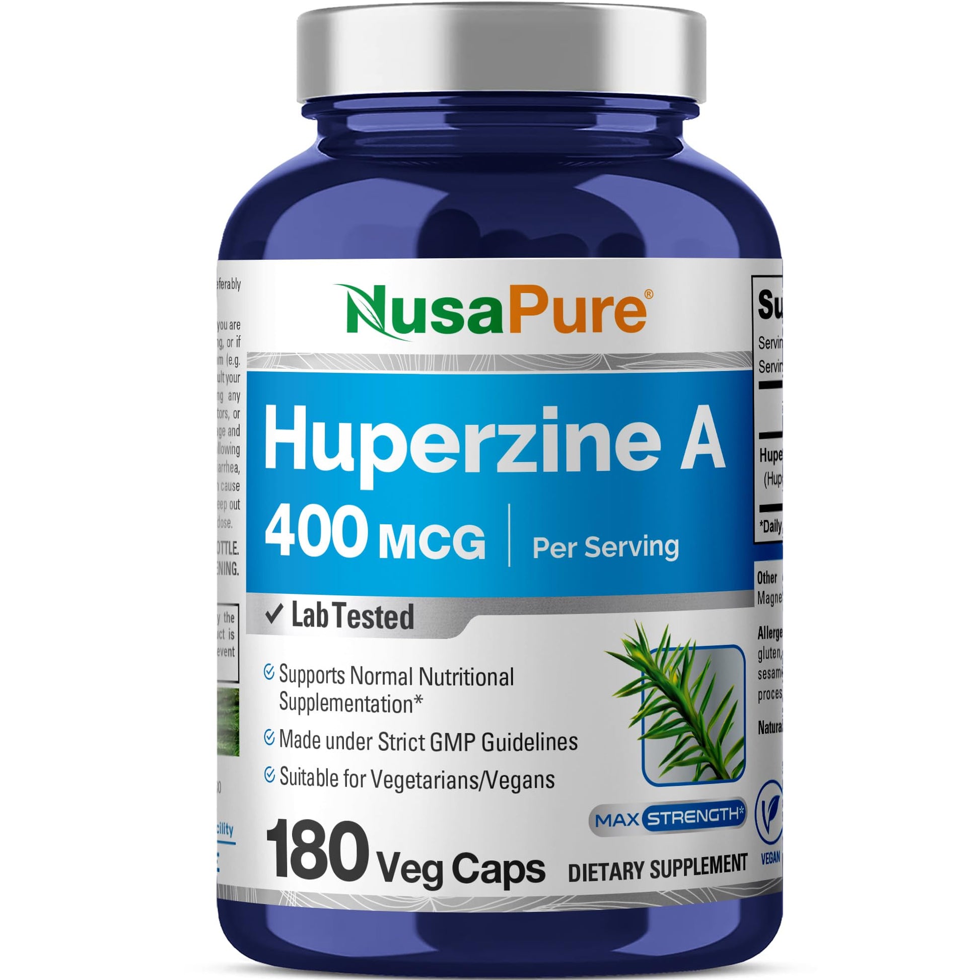 NusaPure Huperzine A 400mcg 180 Veggie Capsules (Vegetarian, Non-GMO, Vegan) NusaPureAu supplements