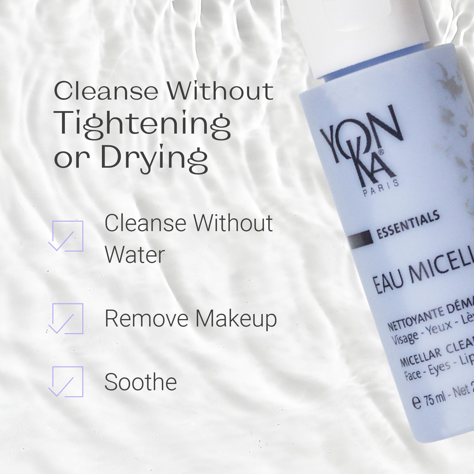 Yonka Eau Micellaire Travel Size | Micellar Water and Cleansing Makeup Remover | Gentle Face Wash with Rose and Chamomile to Remove Impurities and Hydrate | Paraben-Free | 2.53 fl oz YonkaAu supplements