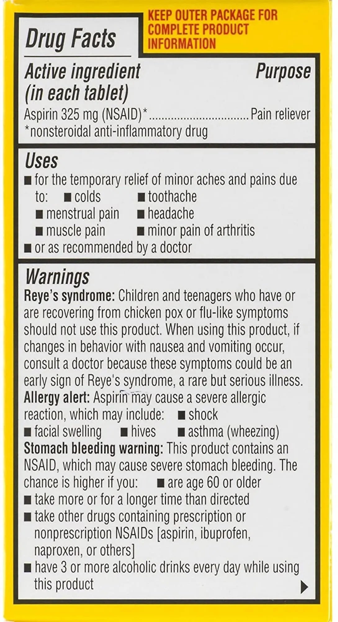 Ecotrin Regular Strength 325mg Aspirin Safetey Coated Tablets, Arthritis, Toothache & Headache Relief Designed to Protect the Stomach, 125 Count EcotrinAu supplements