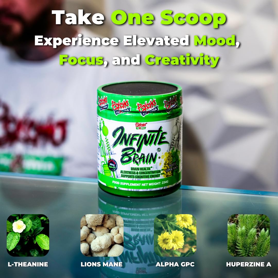 Psycho Pharma. Infinite Brain Nootropic Game Changer. Compete Win (Plato's Lemon Punch, 30 Serving) Psycho PharmaAu supplements