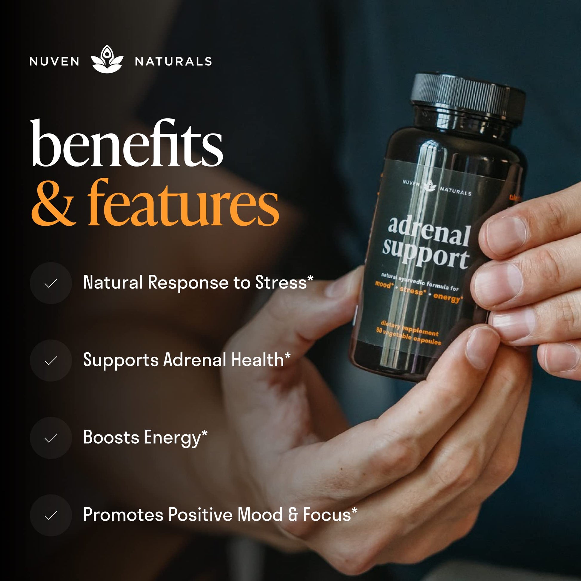 Nuven Naturals Adrenal Support - Cortisol Manager & Adrenal Support Supplements with Ashwagandha Extract, Rhodiola Rosea, Holy Basil to Help Stress, Fatigue & Energy | Adaptogens | 90 Capsules Nuven NaturalsAu supplements