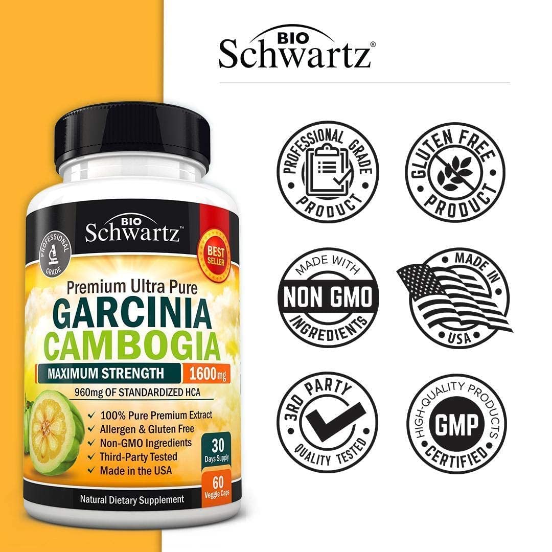 Garcinia Cambogia Weight Loss Pills - Maximum Strength Appetite Suppressant & Fat Burner BioSchwartzUS supplements