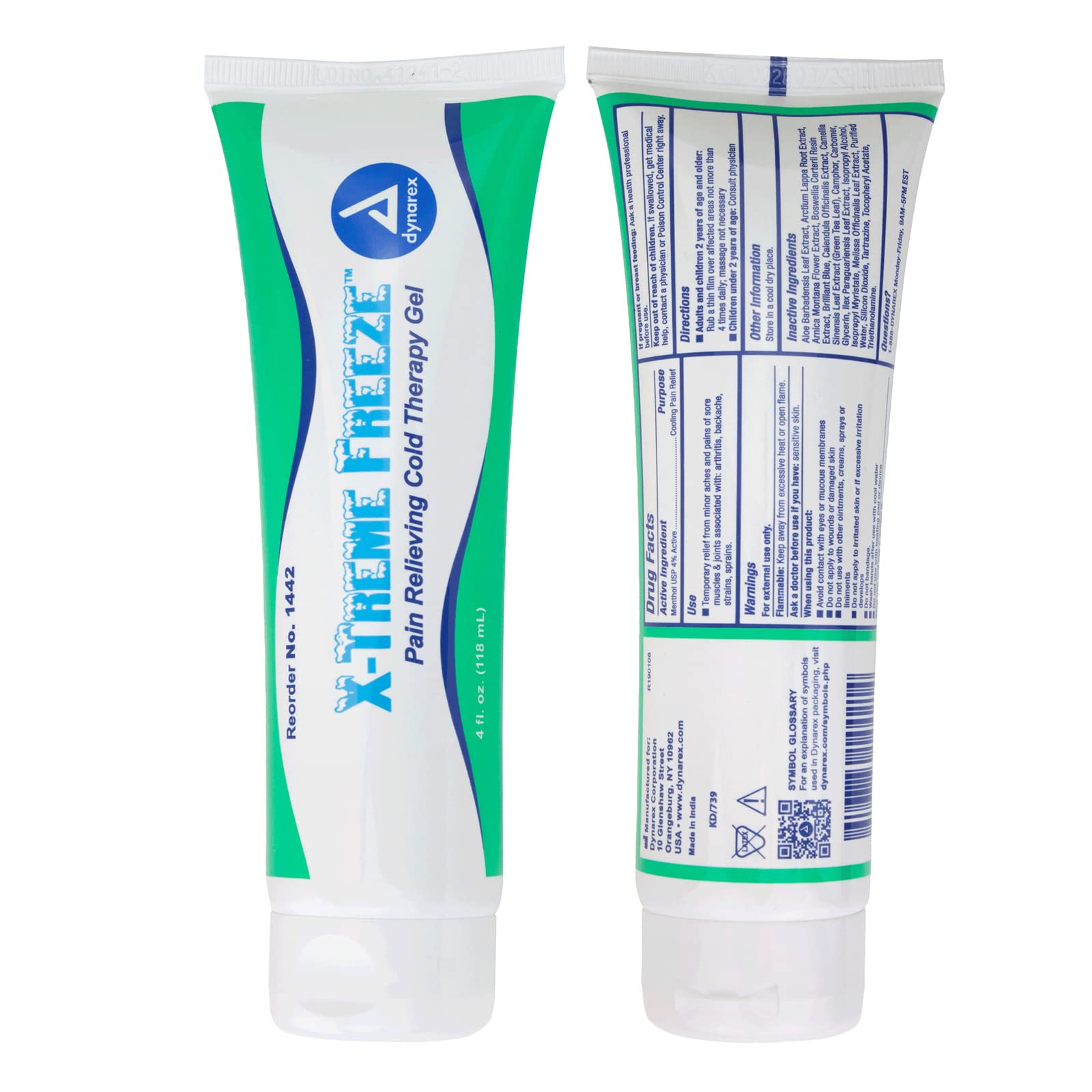 Dynarex X-treme Freeze Pain Relieving Cold Therapy Gel 4oz. Tube 1442 DynarexAu supplements