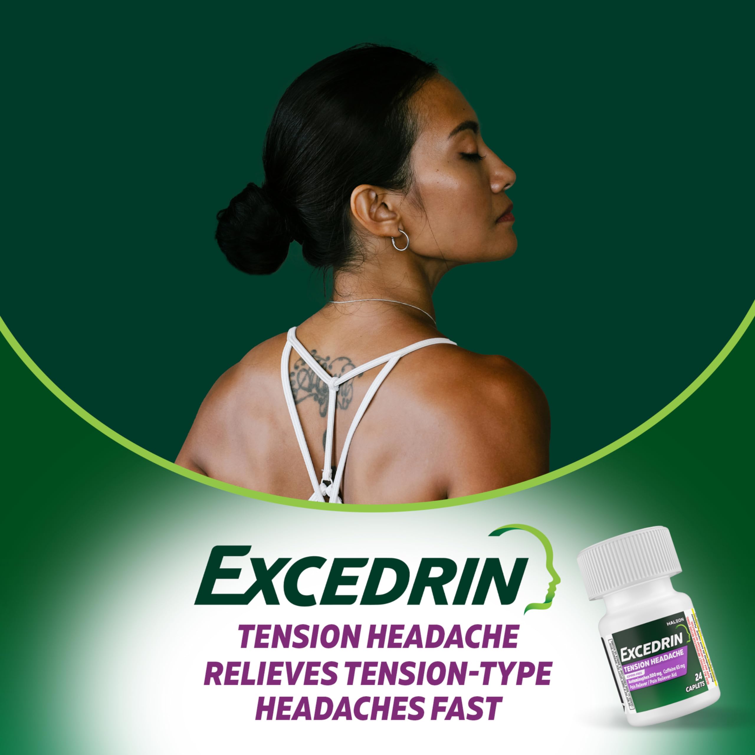 Excedrin Tension Headache Relief Caplets Without Aspirin for Head, Neck and Shoulder Pain Relief - 100 Count ExcedrinAu supplements