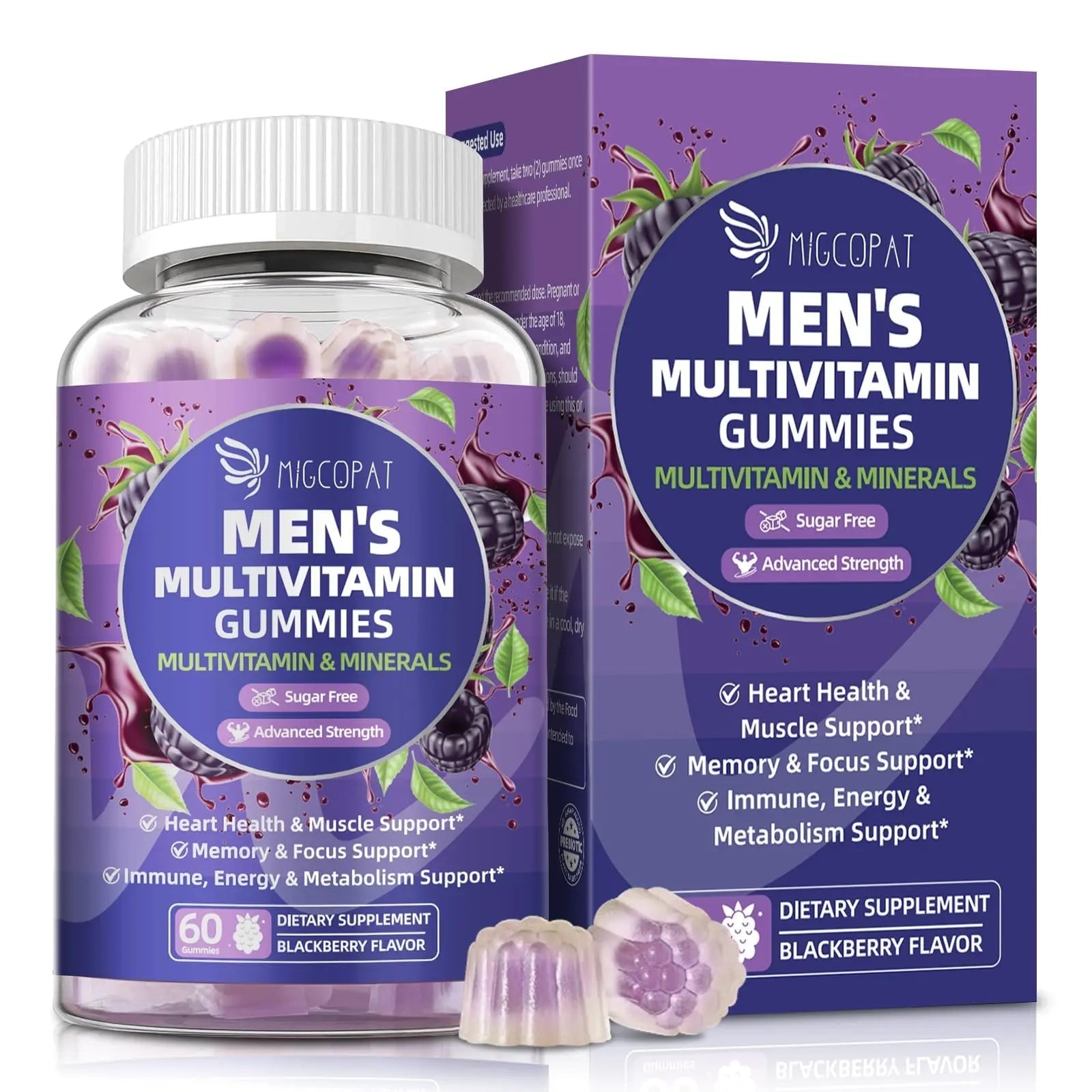 Multivitamin for Men, Mens Multivitamins Gummies w/Omega-3, Probiotics, Inositol, Folate, Biotin, Zinc, Vitamins A, C, D, E, B MigcopatAu supplements