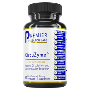 Premier Research Labs CircuZyme - Blood Circulation Supplements Supporting Blood Flow & Vascular Support Featuring Diosmin, Cayenne & Nattokinase, for Men and Women - 60 Vegetarian Capsules Premier Research LabsAu supplements
